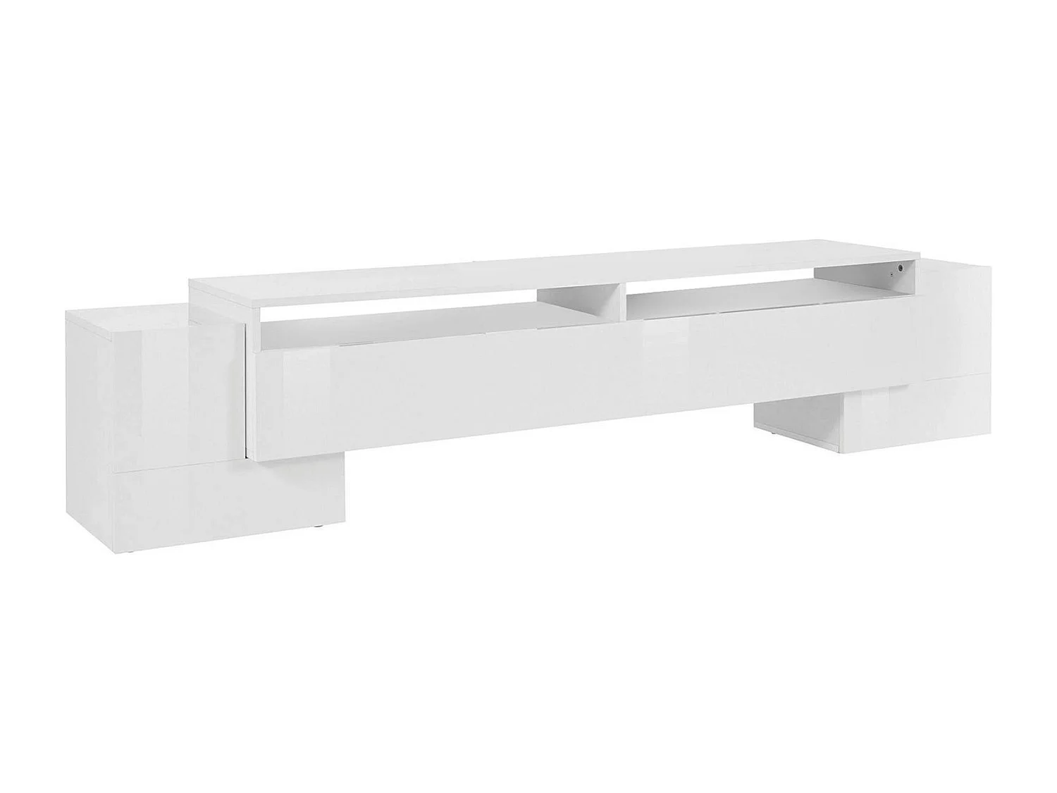 Meuble TV James, Buffet bas de salon, Base pour meuble TV, 100% Made in Italy, 210x45h45 cm, Blanc brillant