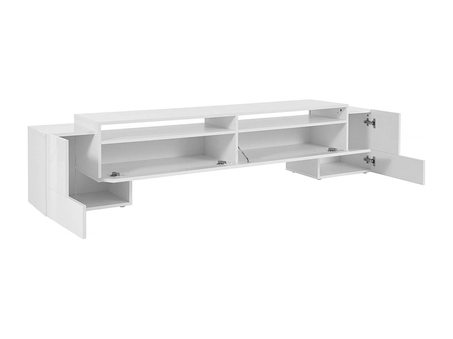 Meuble TV James, Buffet bas de salon, Base pour meuble TV, 100% Made in Italy, 210x45h45 cm, Blanc brillant