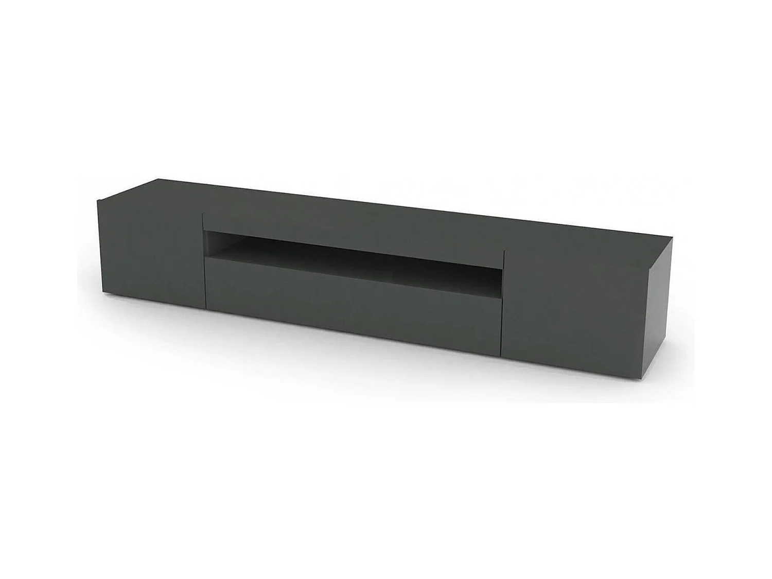 Meuble TV Jesse, Buffet bas de salon avec 3 portes, Base pour meuble TV, 100% Made in Italy, 200x40h37 cm, Anthracite Brillant