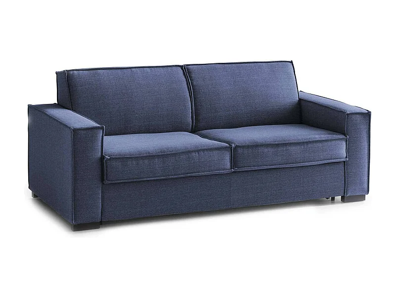 Divano fisso Ylenia, Divano a 3 posti, 100% Made in Italy, Sofà Soggiorno in tessuto, con Braccioli standard, Cm 220x95h90, Blu