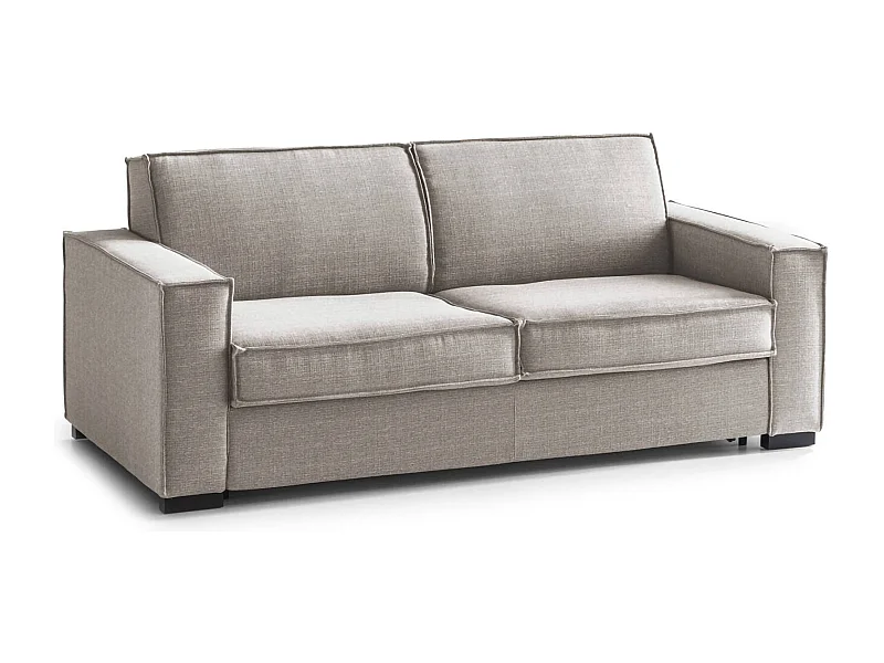 Sofá Cama Adalgisa, sofá de 3 lugares, 100% Fabricado na Itália, Sofá da sala com abertura giratória, em tecido acolchoado, com braços standard, 220x95h90 cm, Taupe