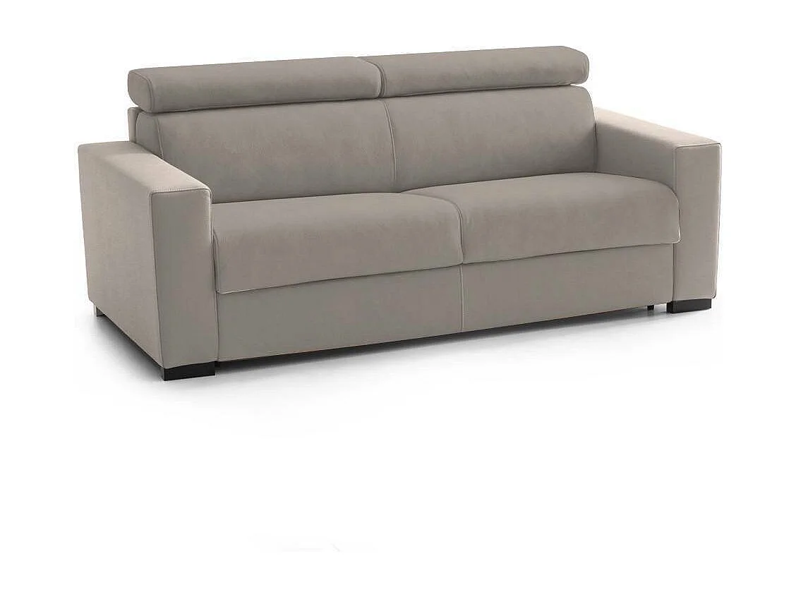 Agostina slaapbank, 2-zitsbank, 100% Made in Italy, woonkamerbank met draaibare opening, met verstelbare hoofdsteunen en slanke armleuningen, 160x95h85 cm, Taupe