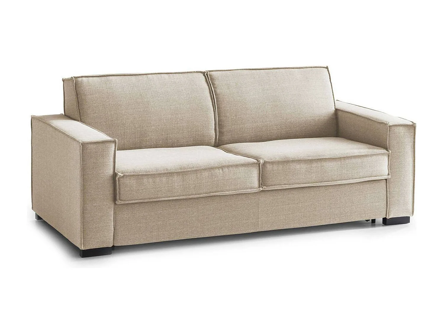 Sofá fijo Manuela, Sofá grande de 2 plazas, 100% Made in Italy, Sofá de salón en tela, con reposabrazos estándar, 200x95h90 cm, Beige