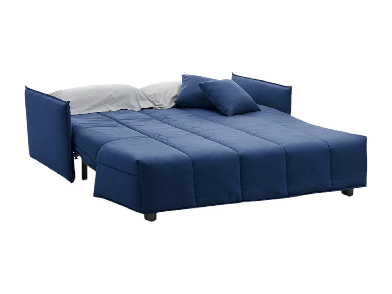 Divano Letto Allyson, Divano a 3 posti, 100% Made in Italy, Sofà Soggiorno con apertura a carrello, in tessuto imbottito, con Braccioli standard, Cm 190x90h85, Blu