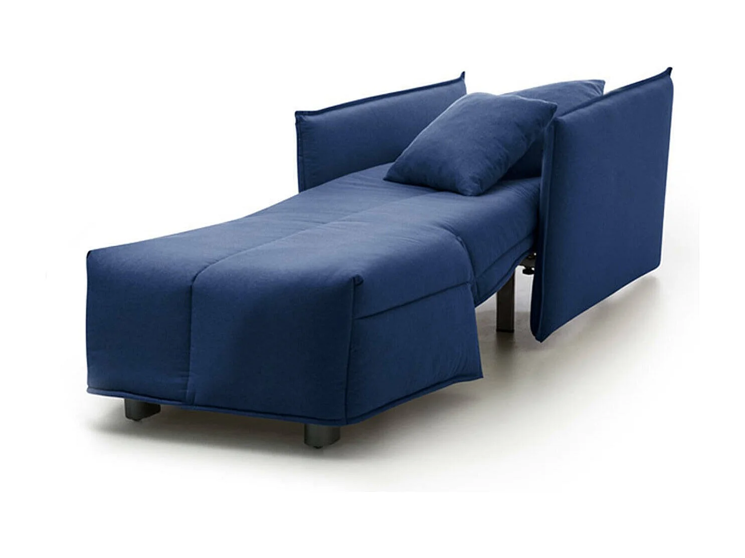 Almerinda slaapbank, enkele bank, 100% Made in Italy, woonkamerfauteuil met trolley-opening, in gewatteerde stof, met standaard armleuningen, 110x90h85 cm, blauw
