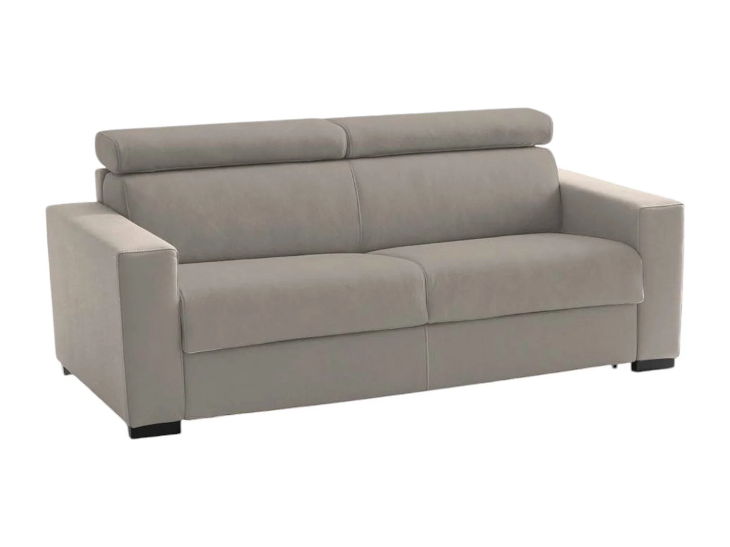 Sofá fijo 2 plazas Monica, Sofá de tela acolchada, Reposacabezas regulables y reposabrazos estándar, 100% Made in Italy, Cm 200x95h85, Taupe