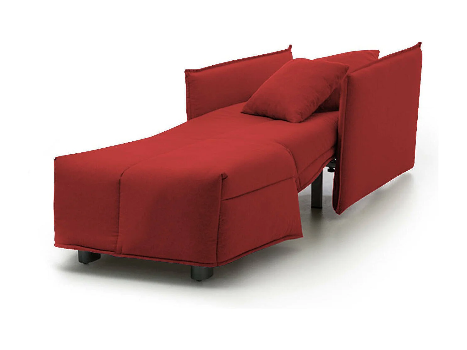 Poltrona Almerinda, Divano singolo, Poltrona soggiorno apertura a carrello, Braccioli standard, 100% Made in Italy, Cm 110x90h85, Rosso