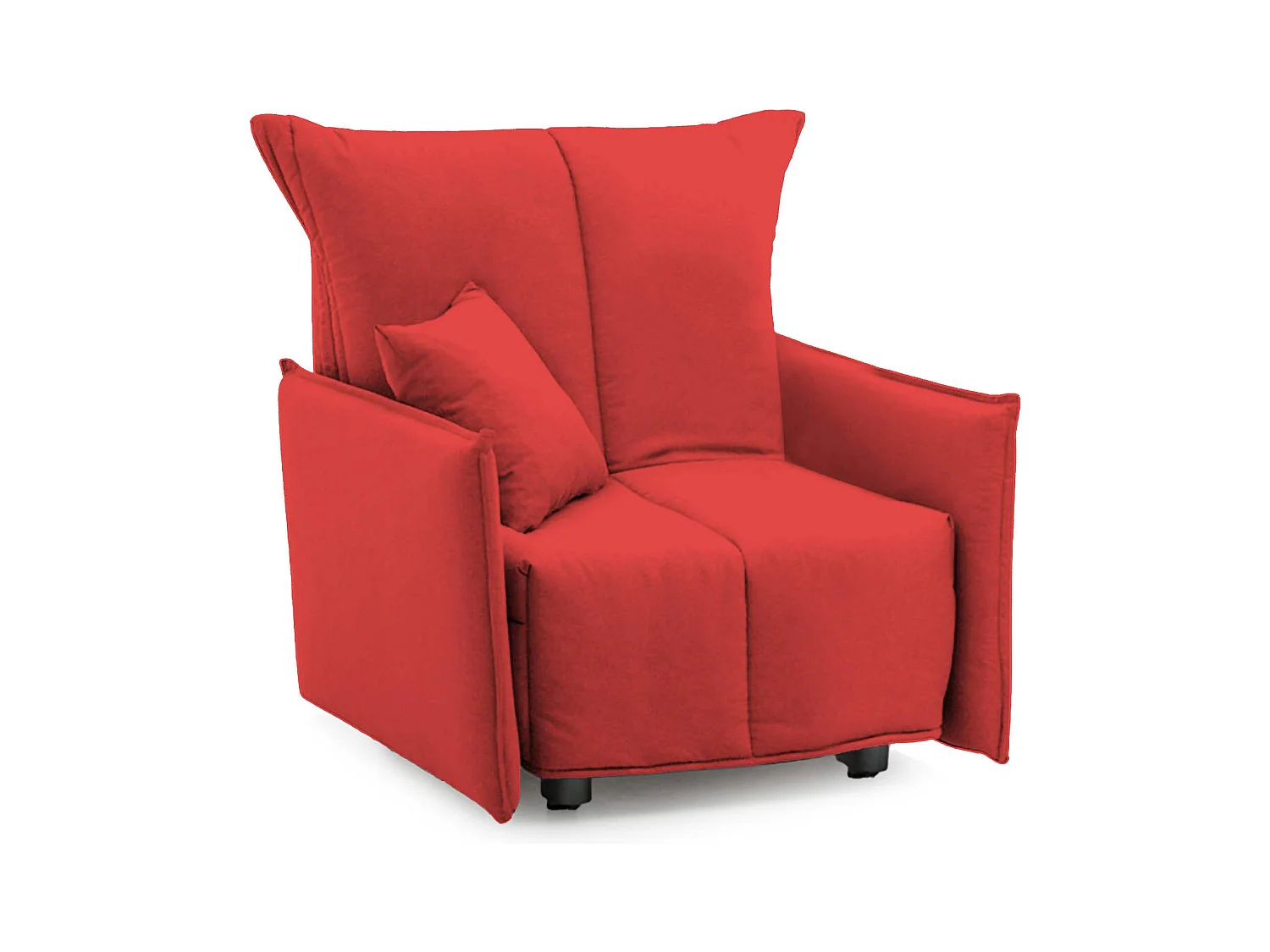 Poltrona Almerinda, Divano singolo, Poltrona soggiorno apertura a carrello, Braccioli standard, 100% Made in Italy, Cm 110x90h85, Rosso