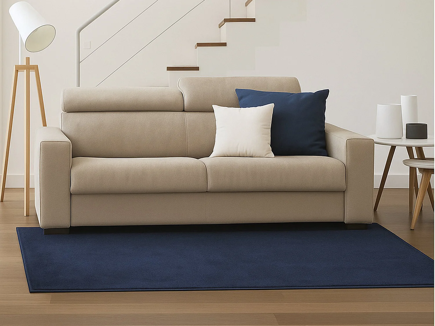 Canapé-lit Aiko, canapé 3 places, 100% Made in Italy, Canapé de salon à ouverture pivotante, avec appuie-tête réglables et accoudoirs standards, 220x95h85 cm, Beige