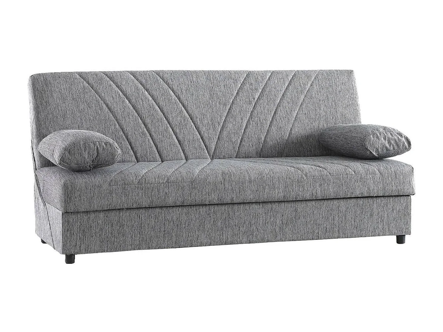 Canapé Ramon, Canapé conteneur 3 places avec 2 coussins inclus, Canapé de salon en tissu rembourré avec ouverture clic-clac, 181x81h88 cm, Gris