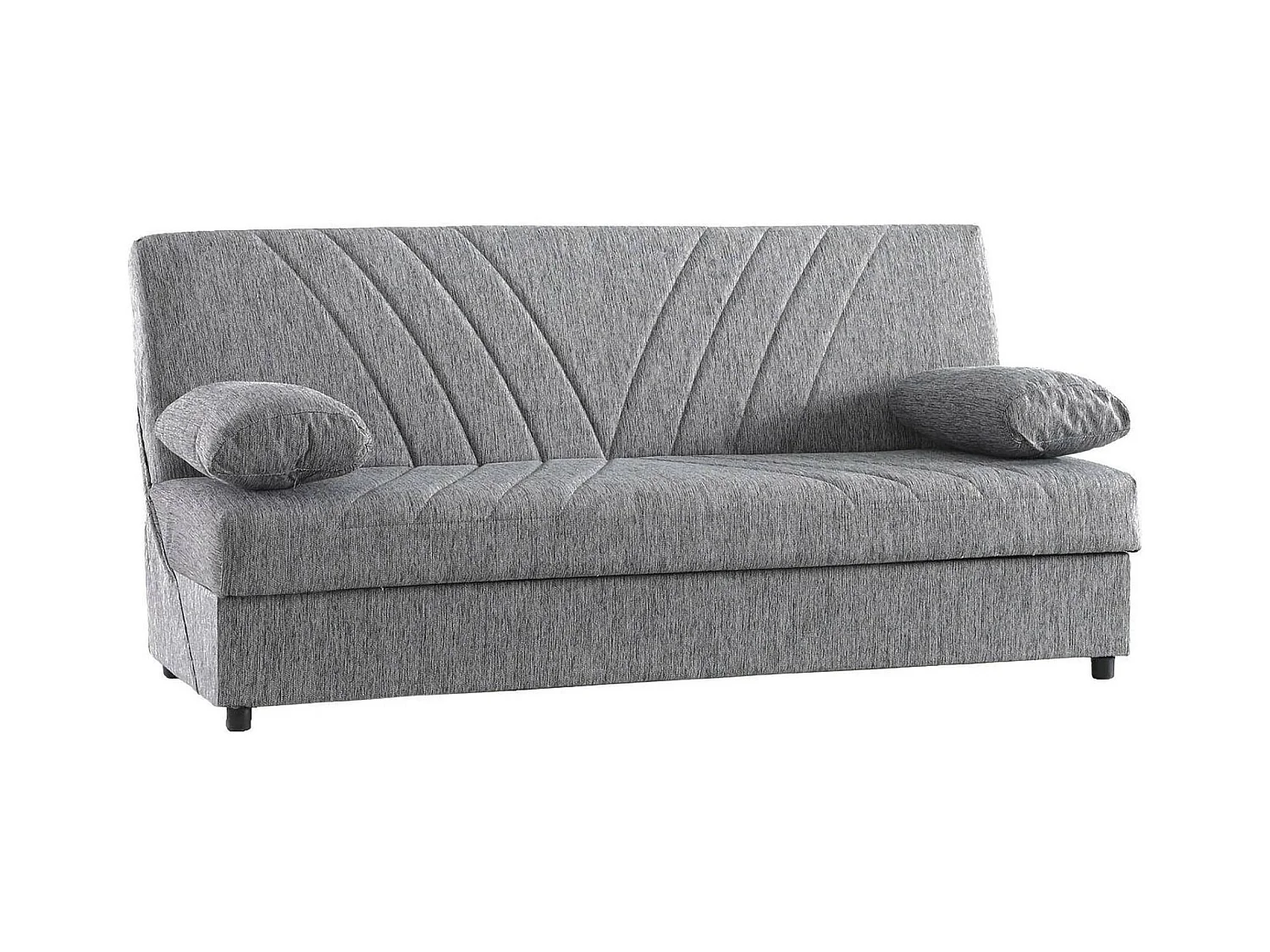 Canapé Ramon, Canapé conteneur 3 places avec 2 coussins inclus, Canapé de salon en tissu rembourré avec ouverture clic-clac, 181x81h88 cm, Gris