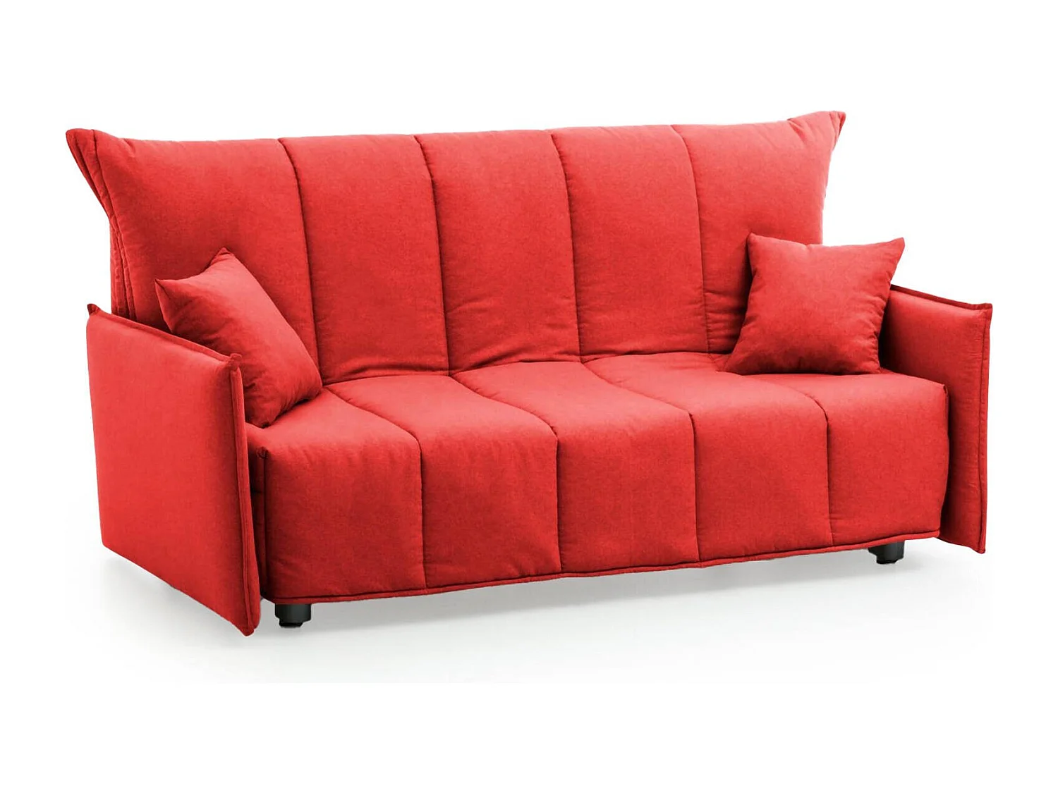 Alissa Canapé-lit, canapé 2 places, 100% Made in Italy, Canapé de salon avec ouverture trolley, en tissu rembourré, avec accoudoirs standards, 150x90h85 cm, Rouge