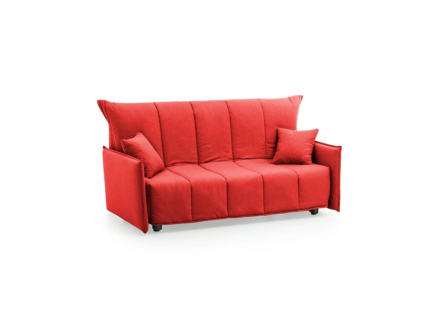 Sofá-cama Alia, ofá de 2 lugare, 100% Fabricado na Itália, Sofá da ala com abertura para carrinho, em tecido acolchoado, com braço padrão, 150x90h85 cm, Vermelho