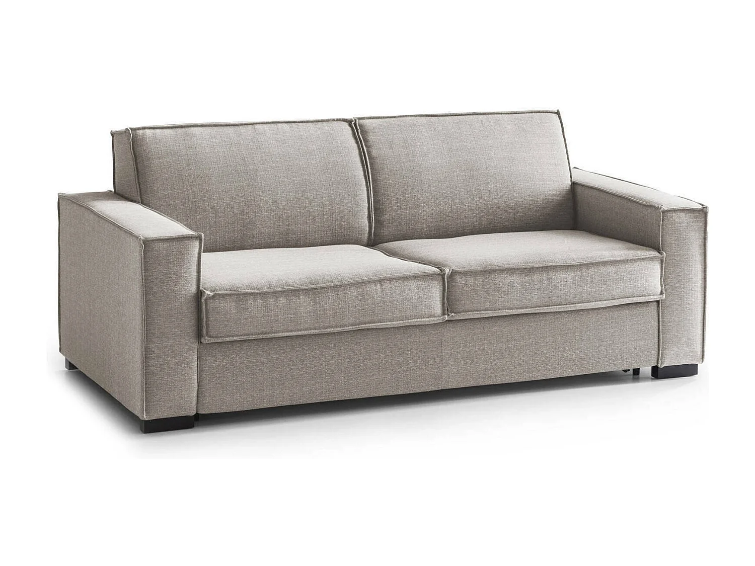 Achiropita slaapbank, grote 2-zitsbank, 100% Made in Italy, woonkamerbank met draaibare opening, in gewatteerde stof, met slanke armleuningen, Cm 180x95h90, Taupe