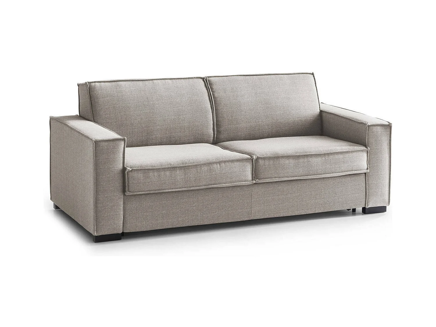 Achiropita slaapbank, grote 2-zitsbank, 100% Made in Italy, woonkamerbank met draaibare opening, in gewatteerde stof, met slanke armleuningen, Cm 180x95h90, Taupe