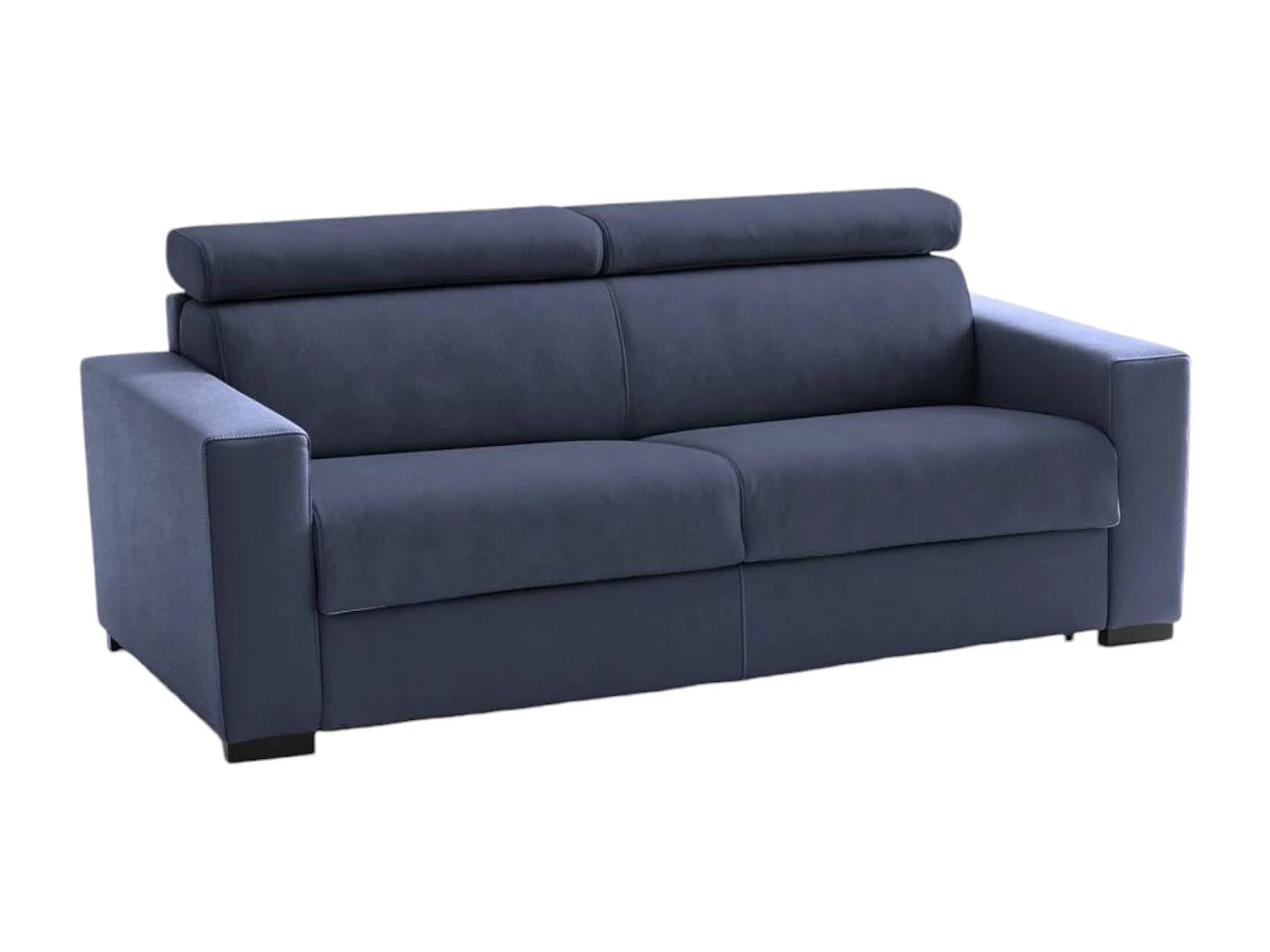 Sofá fijo 2 plazas Monica, Sofá de tela acolchada, Reposacabezas regulables y reposabrazos estándar, 100% Made in Italy, 200x95h85 cm, Azul