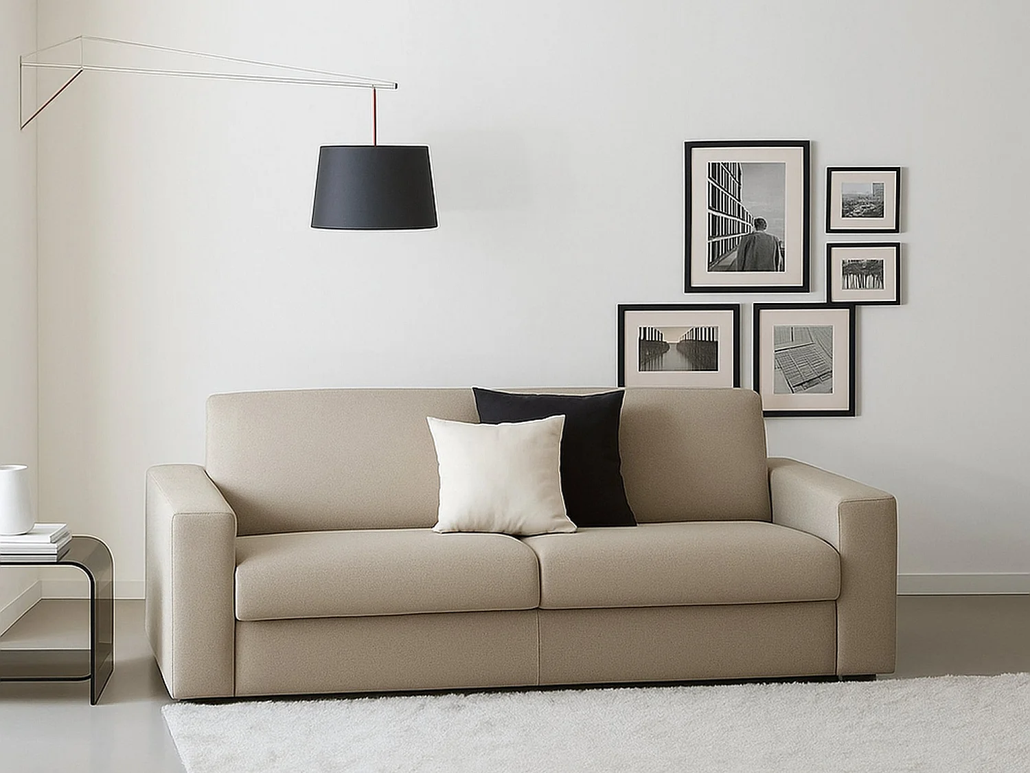 Sofá fixo Selene, sofá de 2 lugares, 100% Fabricado na Itália, Sofá da sala, em tecido acolchoado, com braços finos, Cm 160x95h90, Taupe