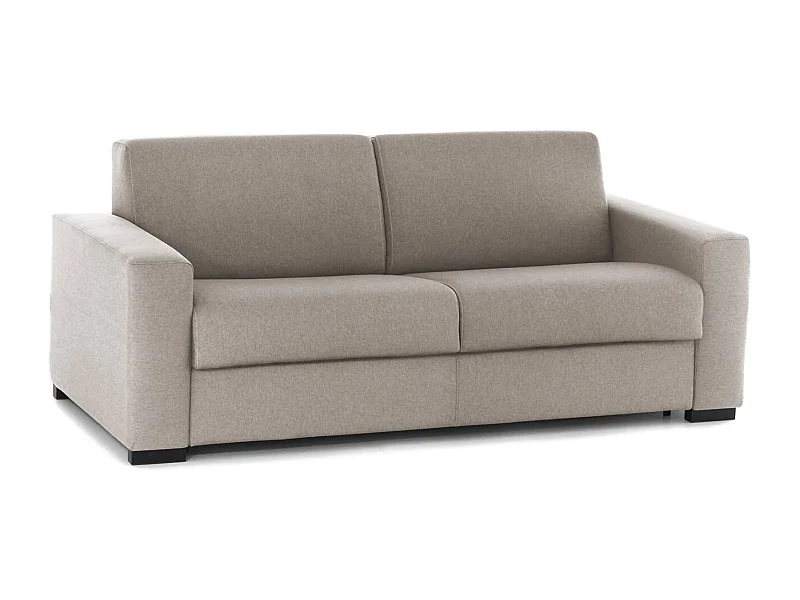 Festes Sofa Selene, 2-Sitzer-Sofa, 100 % Made in Italy, Wohnzimmersofa, aus gepolstertem Stoff, mit schmalen Armlehnen, 160 x 95 x 90 cm, Taupe