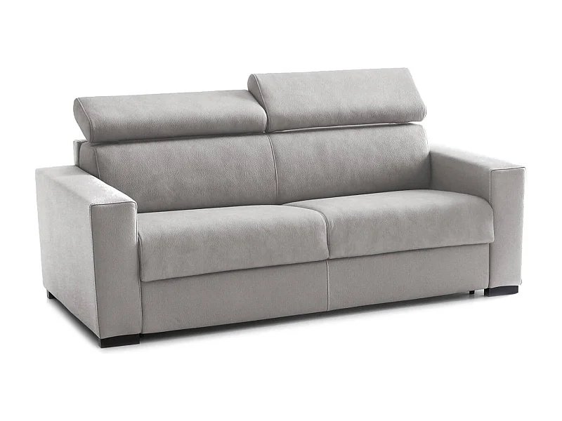 Divano Letto Aiko, Divano a 3 posti, 100% Made in Italy, Sofà Soggiorno con apertura girevole, con poggiatesta regolabili e Braccioli standard, Cm 220x95h85, Grigio