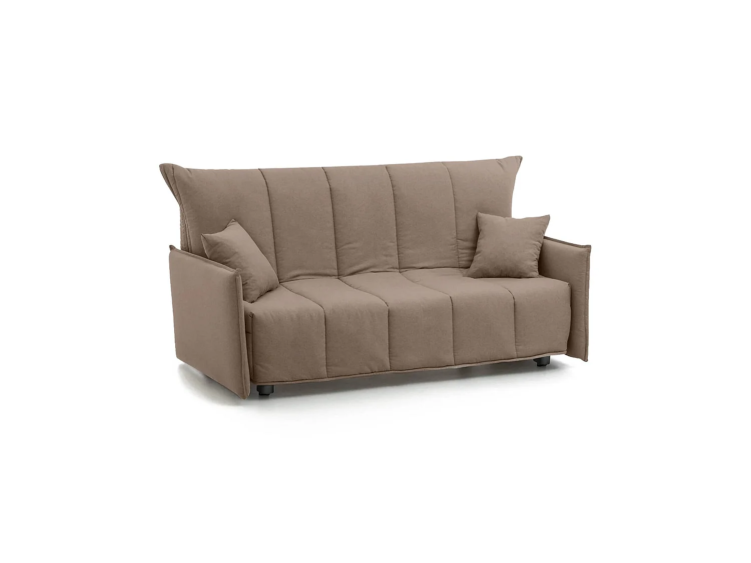 Sofá-cama Alissa, sofá de 2 lugares, 100% Fabricado na Itália, Sofá da sala com abertura para carrinho, em tecido acolchoado, com braços padrão, 150x90h85 cm, Taupe