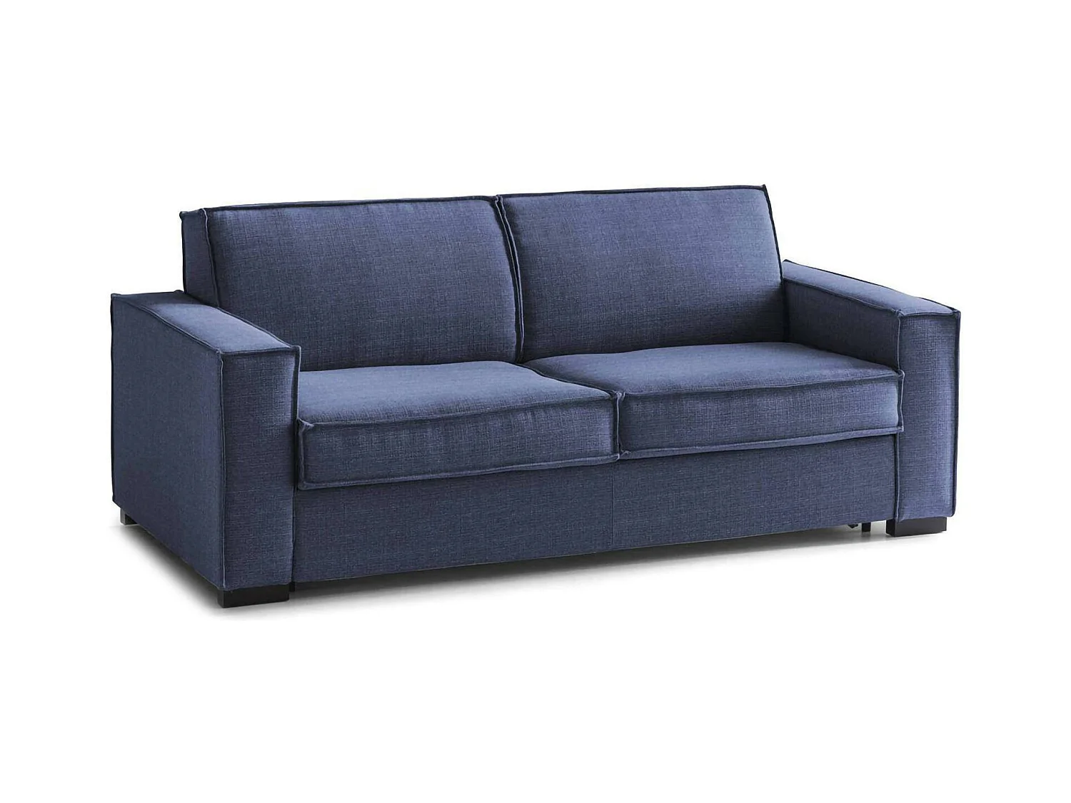 Canapé fixe Carol, canapé 2 places, 100% Made in Italy, Canapé de salon en tissu, avec accoudoirs fins, 160x95h90 cm, Bleu