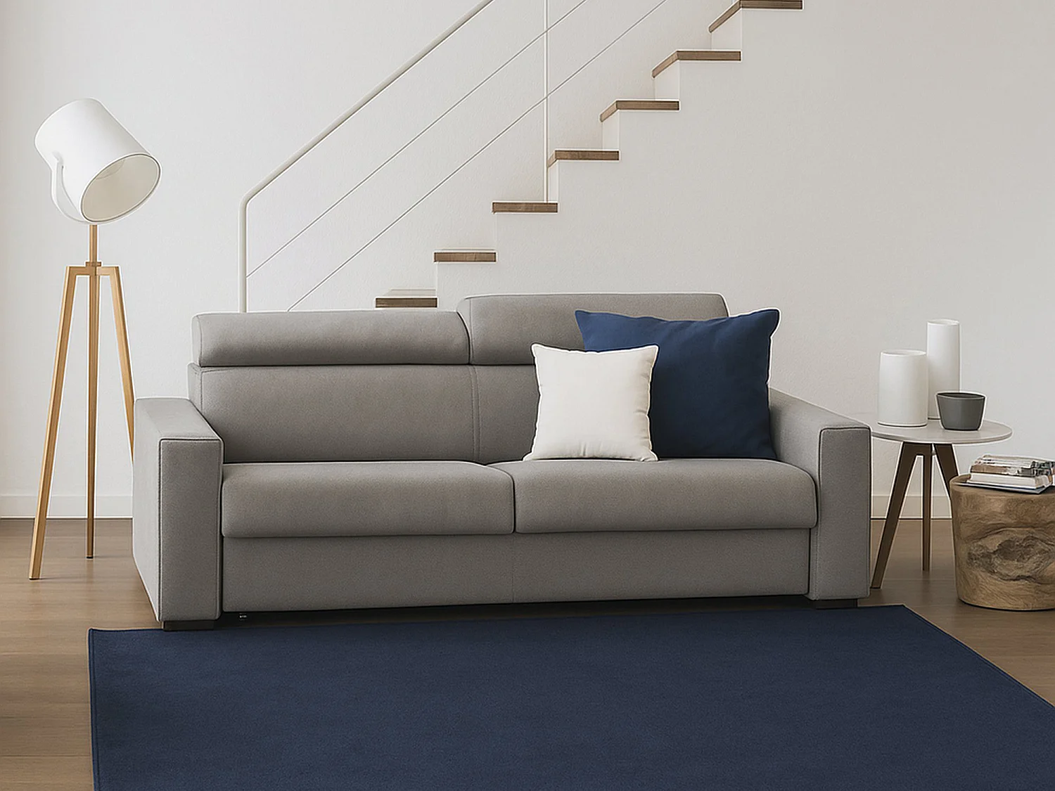 Talamo Italië 2-zitsbank Leila 95x180x85H cm Grijs Tortora Afneembaar Wasbaar, Armleuningen Made in Italy