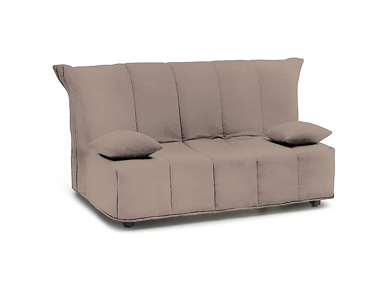 Sofá Cama Allegra, Sofá de 3 plazas, 100% Made in Italy, Sofá de salón con apertura para carrito, de tejido acolchado, con cojines incluidos, 165x90h85 cm, Taupe