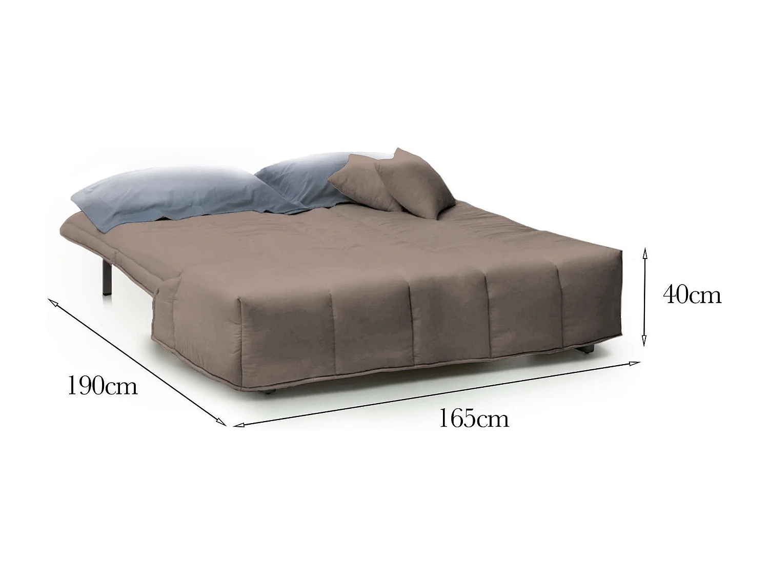 Canapé-lit Allegra, canapé 3 places, 100% Made in Italy, Canapé de salon avec ouverture trolley, en tissu rembourré, avec coussins inclus, 165x90h85 cm, Taupe