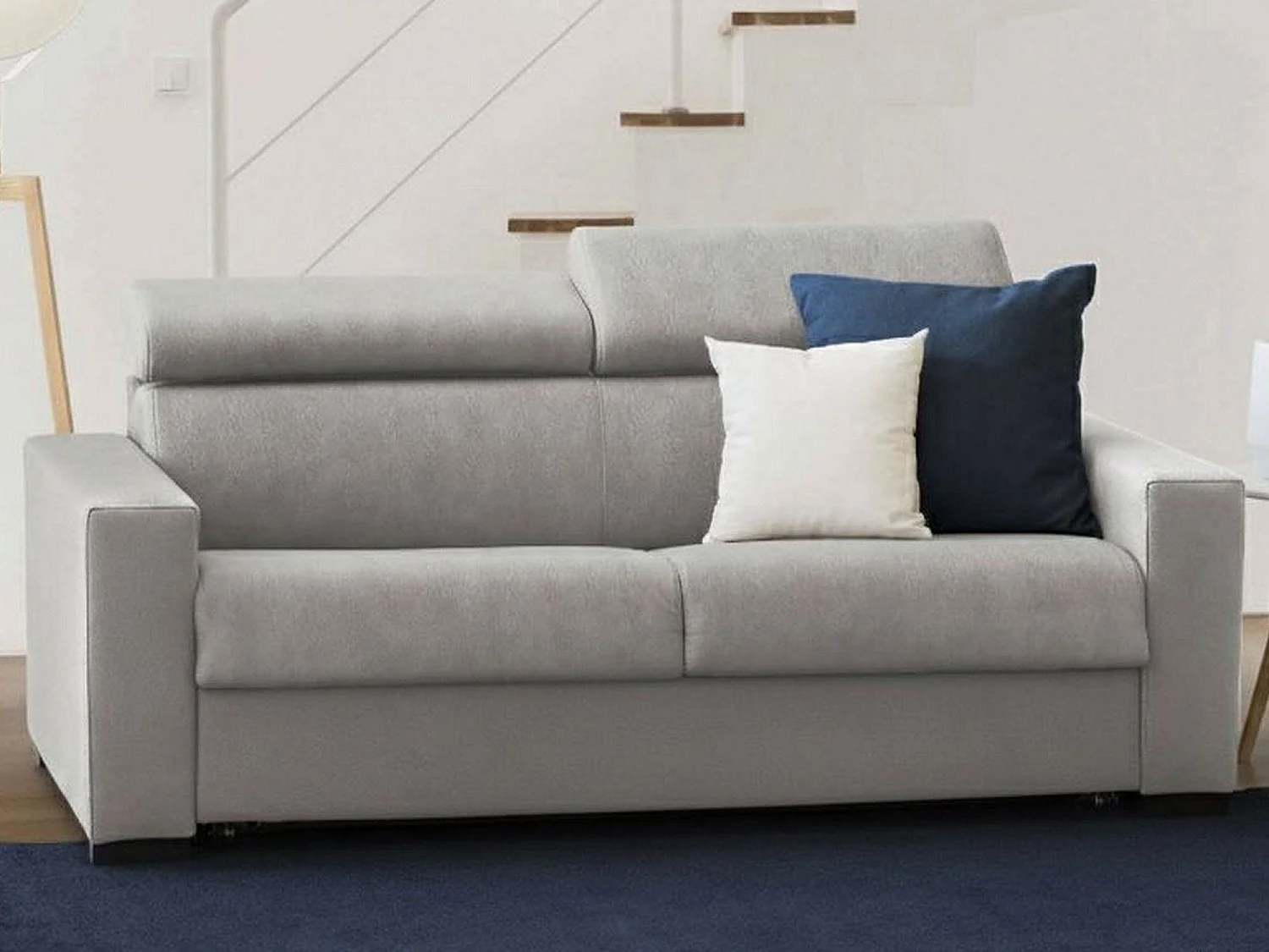 Talamo Italia Vaste 2-Zitsbank Alexandra 95x180x85h cm Grijs Afneembare, Wasbare Bekleding, Armleuningen Made in Italy
