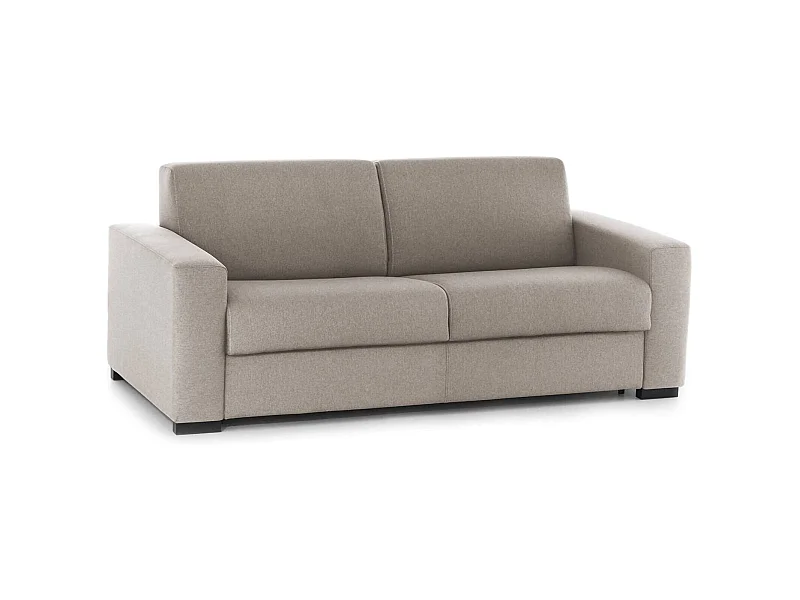 Sofá cama 2 plazas Alexis, Sofá de salón con apertura giratoria de tejido acolchado, Reposabrazos estándar, 100% Made in Italy, Cm 200x95h90, Taupe