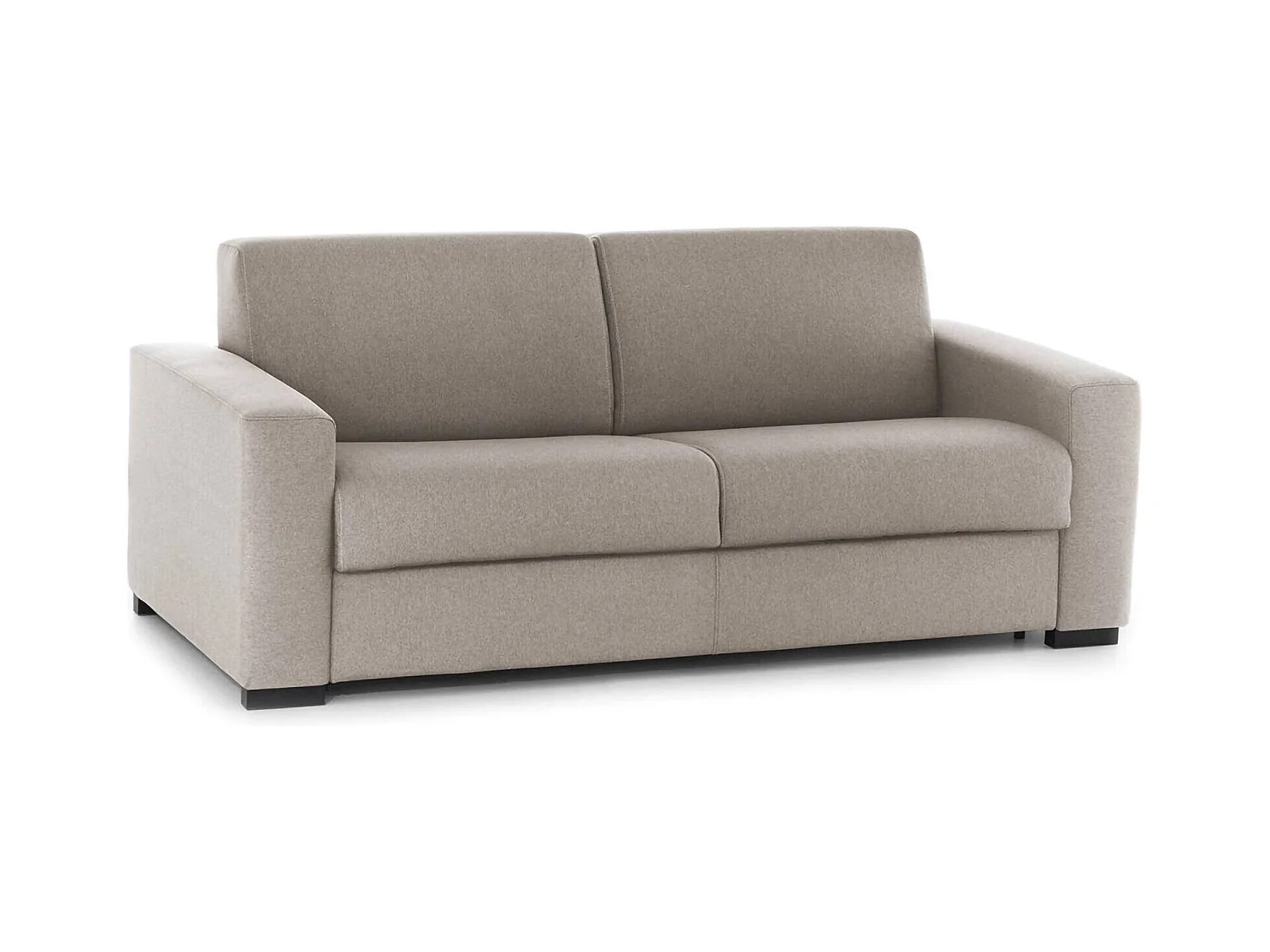 Divano letto 2 posti Alexis, Sof Soggiorno apertura girevole in tessuto imbottito, Braccioli standard, 100% Made in Italy, Cm 200x95h90, Tortora