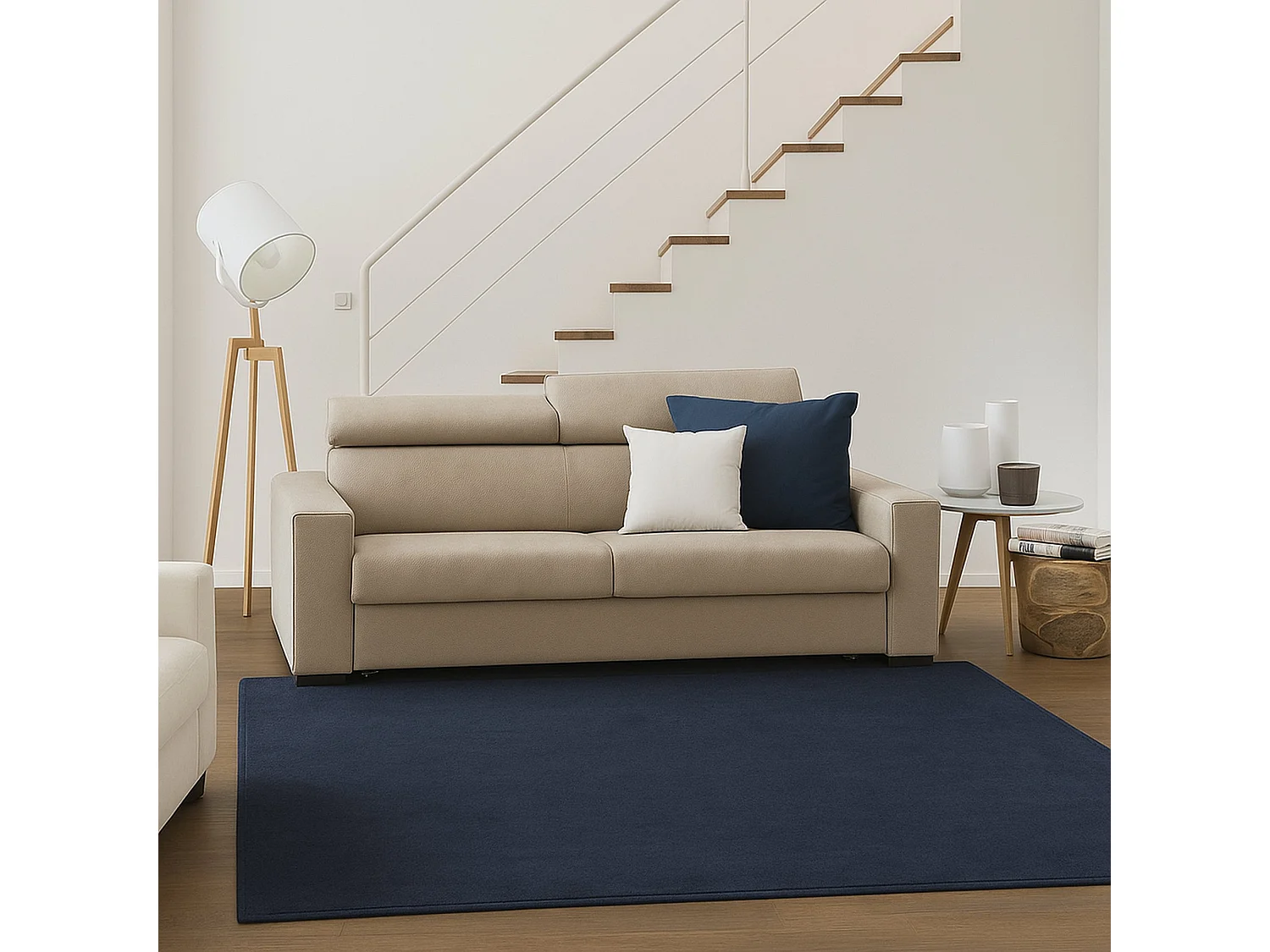 Sofá fijo 2 plazas Monica, sofá de tela acolchada, reposacabezas regulables y reposabrazos estándar, 100% Made in Italy, 200x95h85 cm, Beige