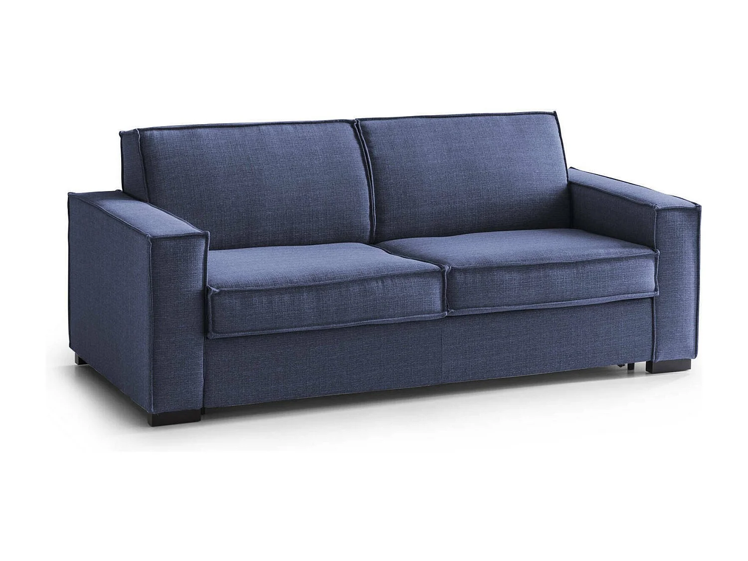 Sofá cama 2 plazas Abigail, Sofá de salón con apertura giratoria, Tejido acolchado, Reposabrazos estándar, 100% Made in Italy, Cm 200x95h90, Azul