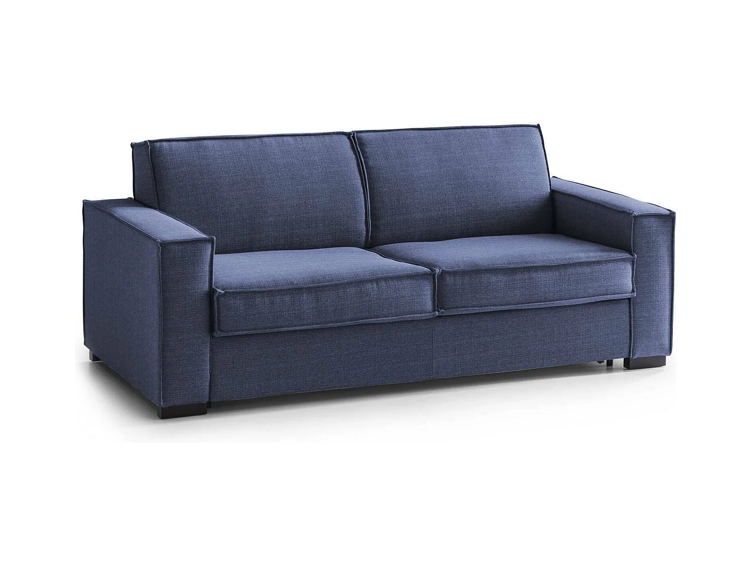 Achiropita slaapbank, grote 2-zitsbank, 100% Made in Italy, woonkamerbank met draaibare opening, in gewatteerde stof, met slanke armleuningen, 180x95h90 cm, blauw