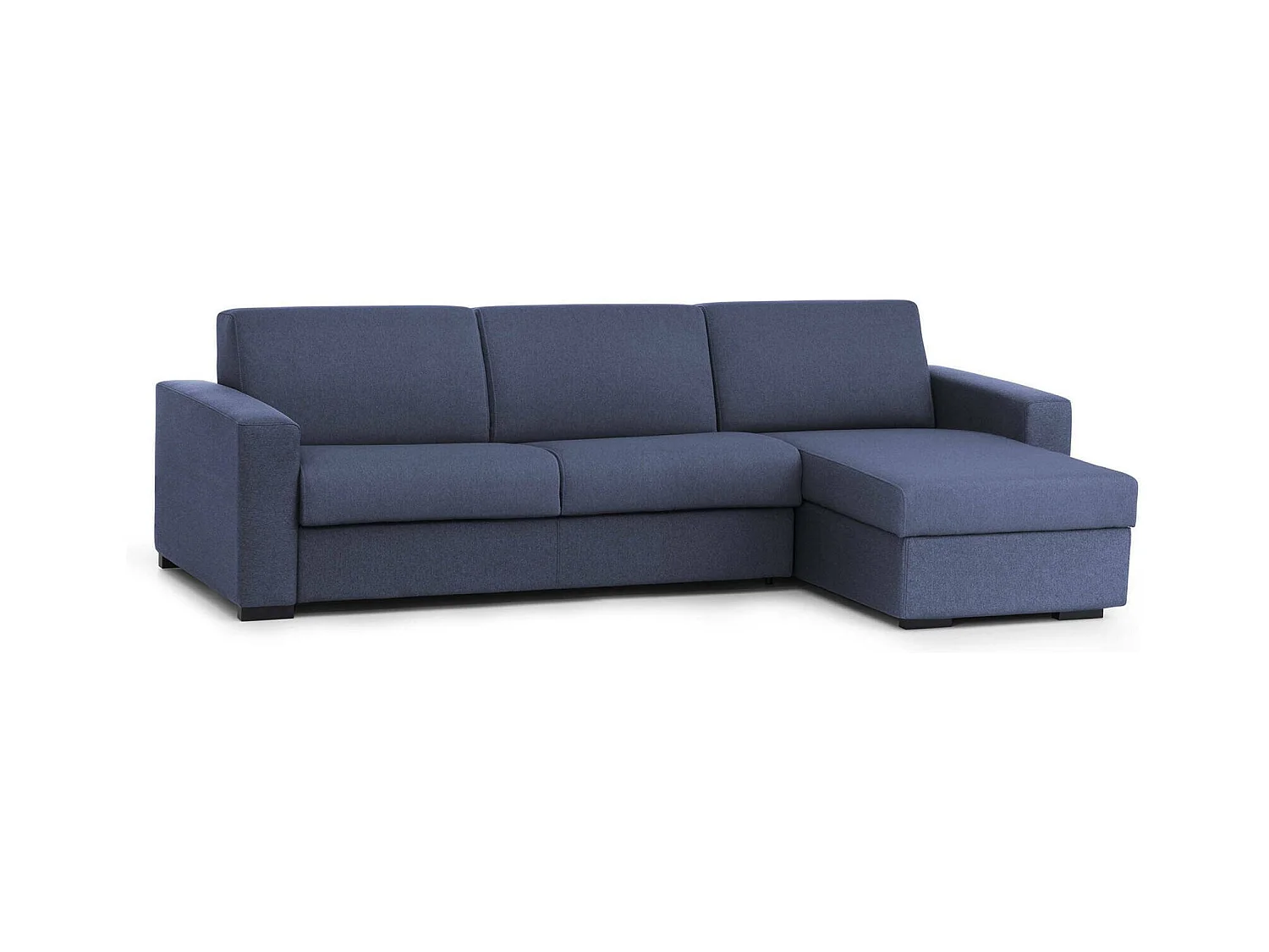 Alicya Schlafsofa, Ecksofa, 100 % Made in Italy, Sofa mit drehbarer Ã–ffnung, mit umkehrbarer Aufbewahrungshalbinsel, mit Standardarmlehnen, 280 x 95 x 90 cm, Blau