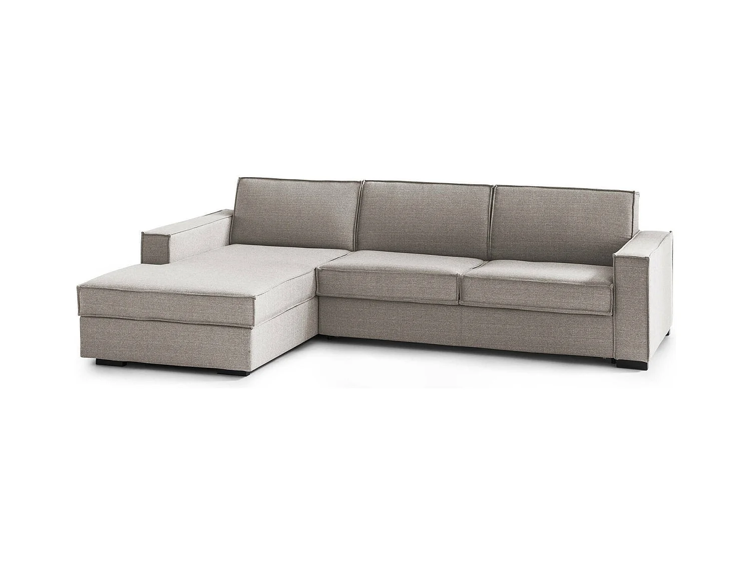Canapé fixe Grazia, Canapé d'angle, 100% Made in Italy, Canapé de salon avec, Péninsule conteneur gauche, avec accoudoirs standards, Cm 280x95h90, Taupe