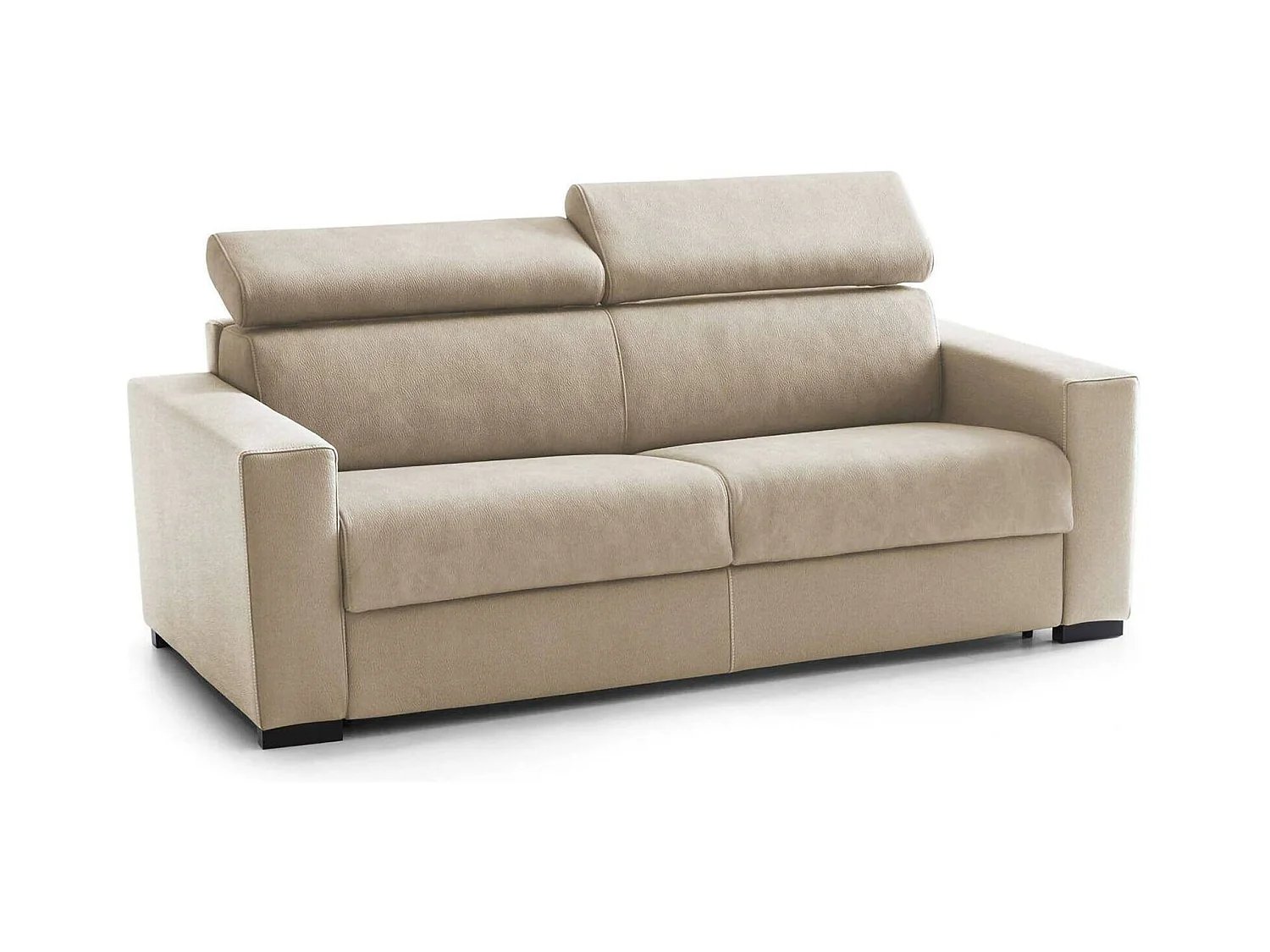 Canapé fixe Alexandra, canapé 2 places, 100% Made in Italy, Canapé de salon, en tissu rembourré, avec appuie-tête réglables et accoudoirs fins, 160x95h85 cm, Beige
