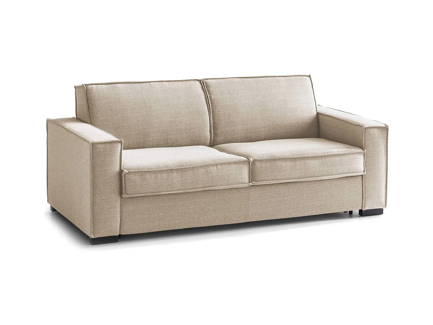 Canapé-lit Samantha, canapé 2 places, 100% Made in Italy, Canapé de salon à ouverture pivotante, en tissu rembourré, avec accoudoirs fins, 160x95h90 cm, Beige