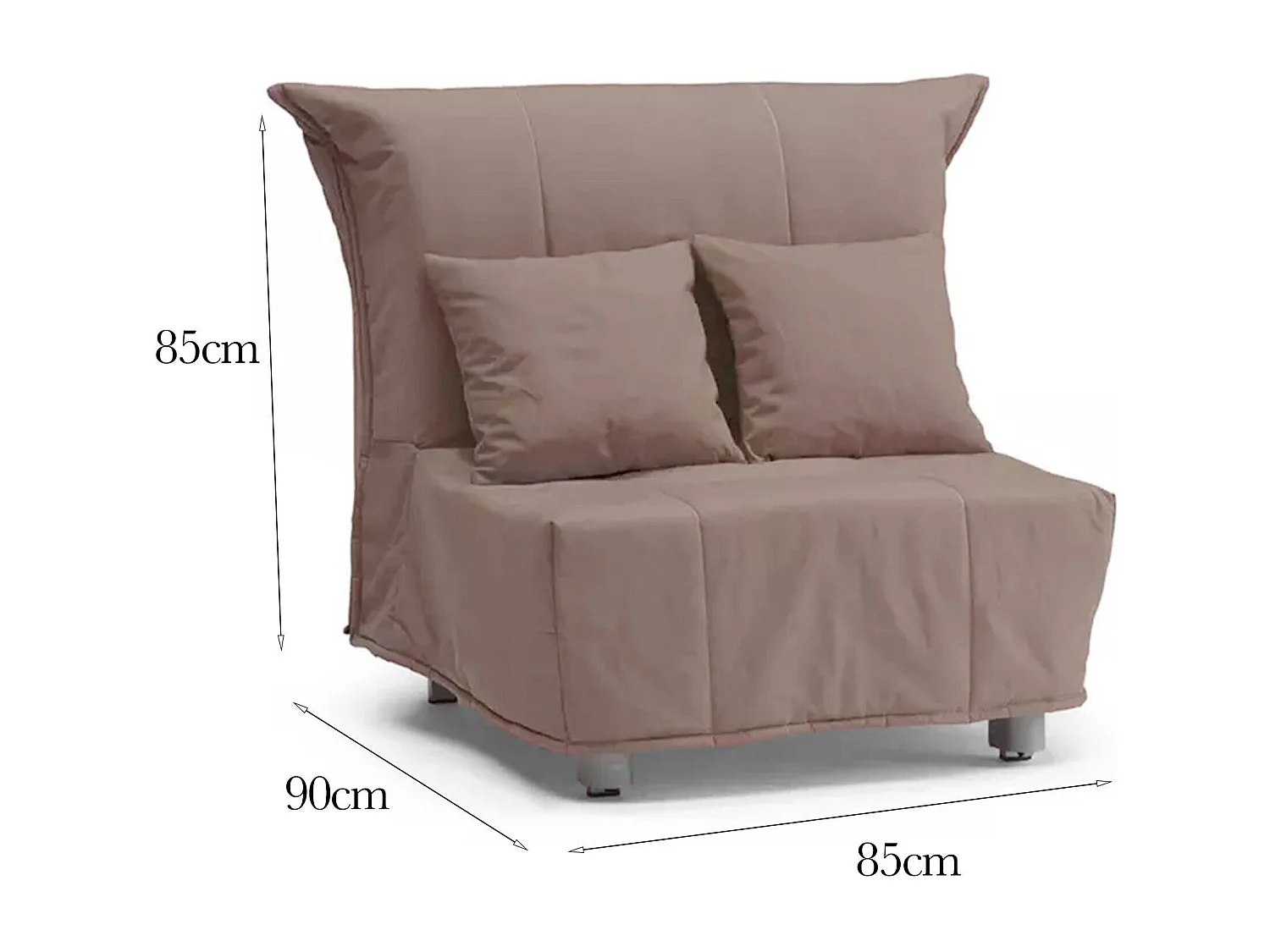 Canapé-lit Alma, Canapé simple, 100% Made in Italy, Fauteuil de salon avec ouverture trolley, en tissu rembourré, avec coussins inclus, 85x90h85 cm, Taupe