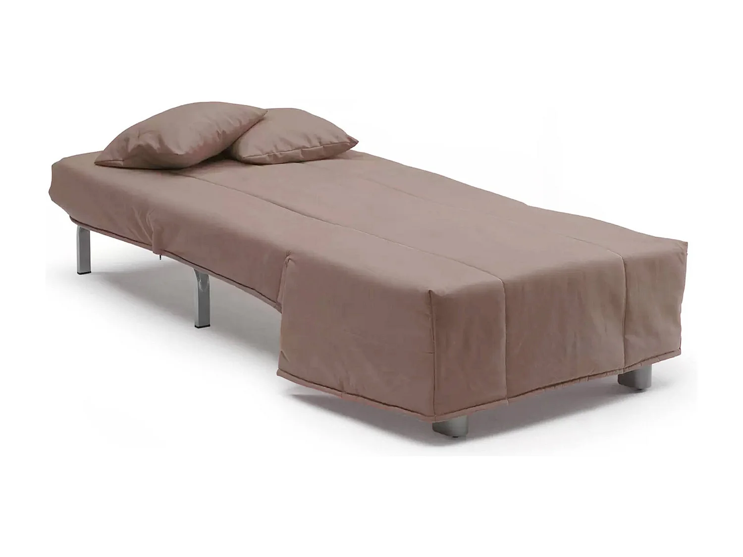 Canapé-lit Alma, Canapé simple, 100% Made in Italy, Fauteuil de salon avec ouverture trolley, en tissu rembourré, avec coussins inclus, 85x90h85 cm, Taupe