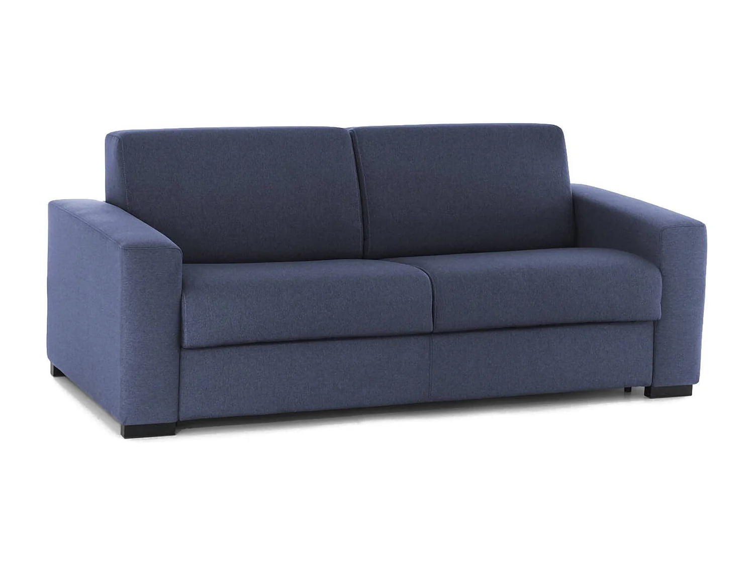 Divano Letto Algisa, Divano a 2 posti Large, 100% Made in Italy, Sofà Soggiorno con apertura girevole, in tessuto imbottito, con Braccioli slim, Cm 180x95h90, Blu