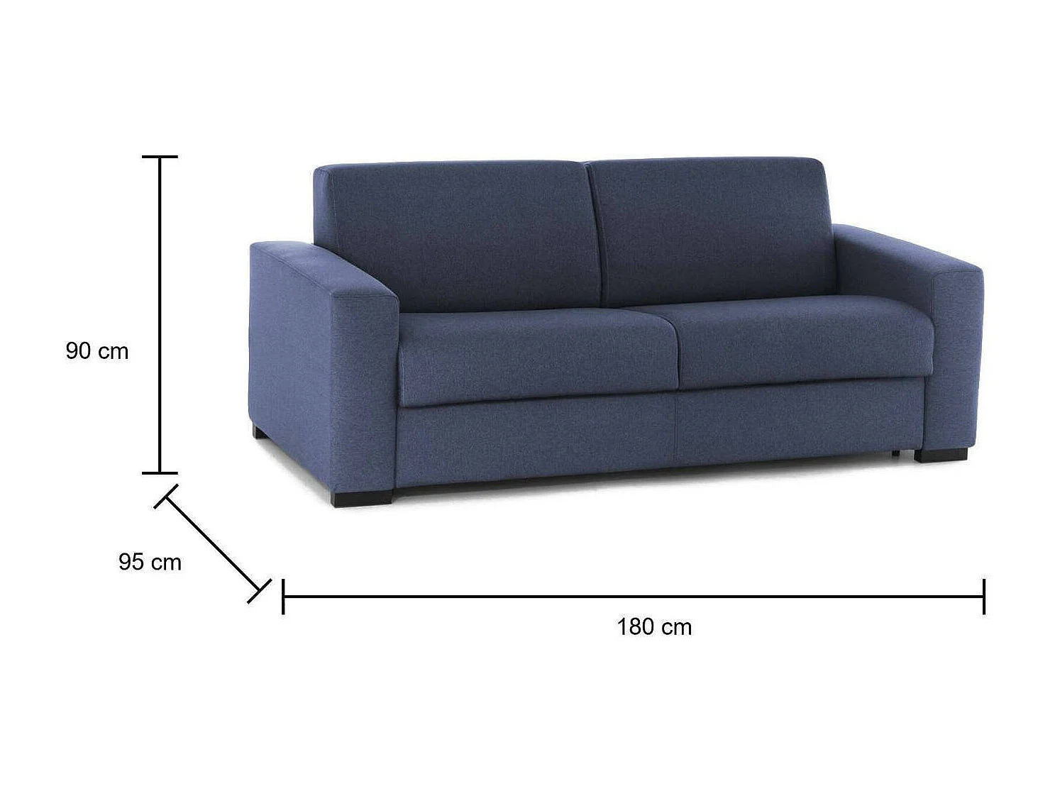 Talamo Italië Slaapbank 2-zits Algisa 95x180 cm Zwart Afneembaar Met Opbergruimte, Wasbaar Made in Italy