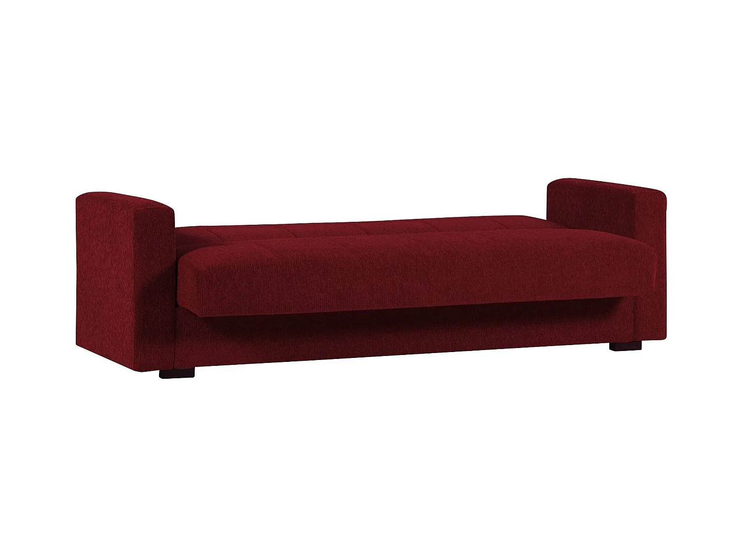 Canapé Pinto, Canapé conteneur 3 places linéaire, Canapé de salon en tissu rembourré avec ouverture clic-clac, 212x80h87 cm, Rouge