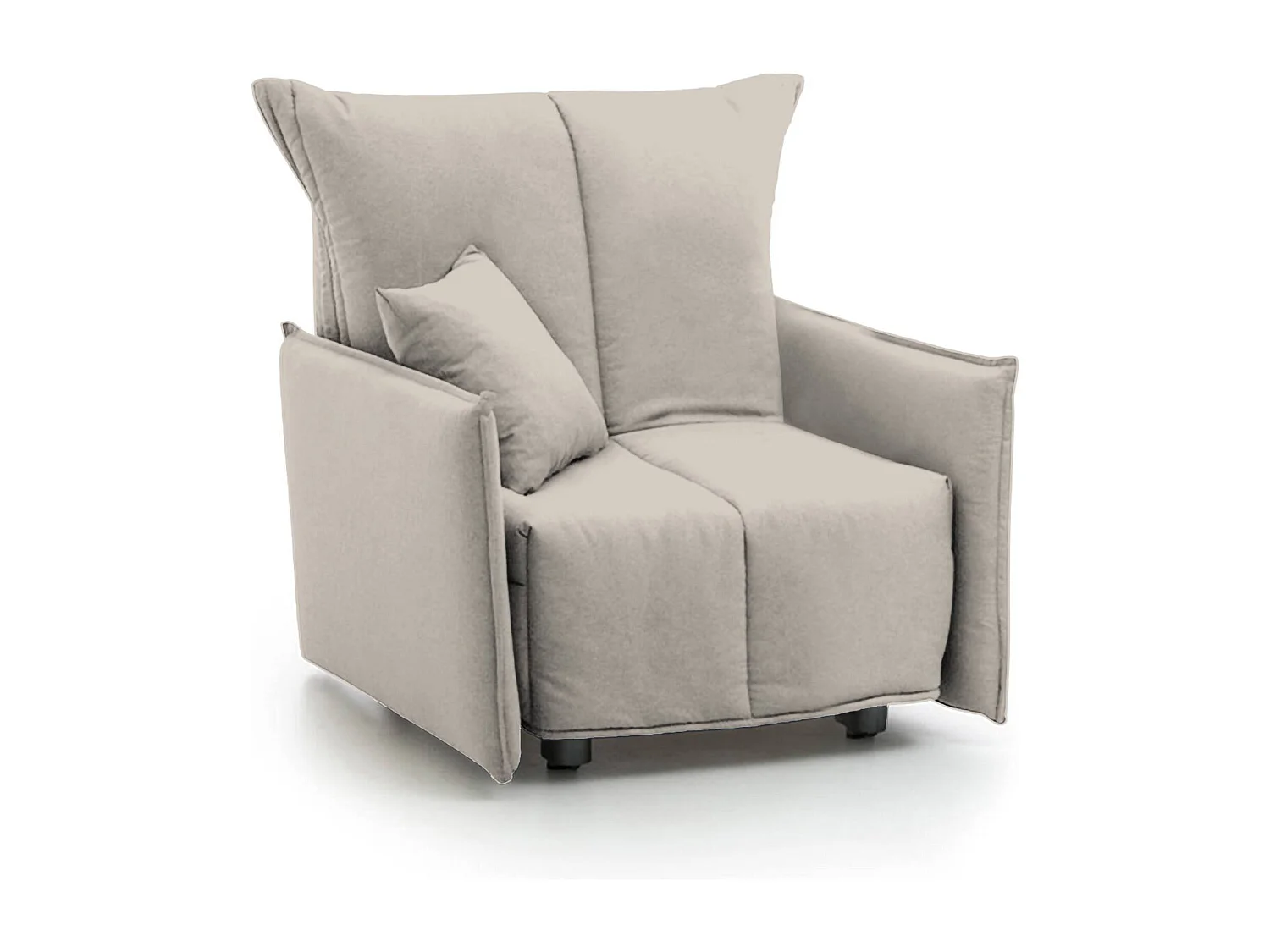 Almerinda slaapbank, enkele bank, 100% Made in Italy, woonkamerfauteuil met trolley-opening, in gewatteerde stof, met standaard armleuningen, 110x90h85 cm, beige