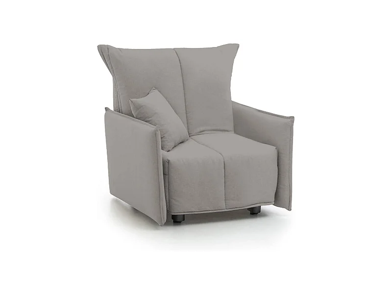 Canapé-lit Almerinda, Canapé simple, 100% Made in Italy, Fauteuil de salon avec ouverture trolley, en tissu rembourré, avec accoudoirs standards, 110x90h85 cm, Gris