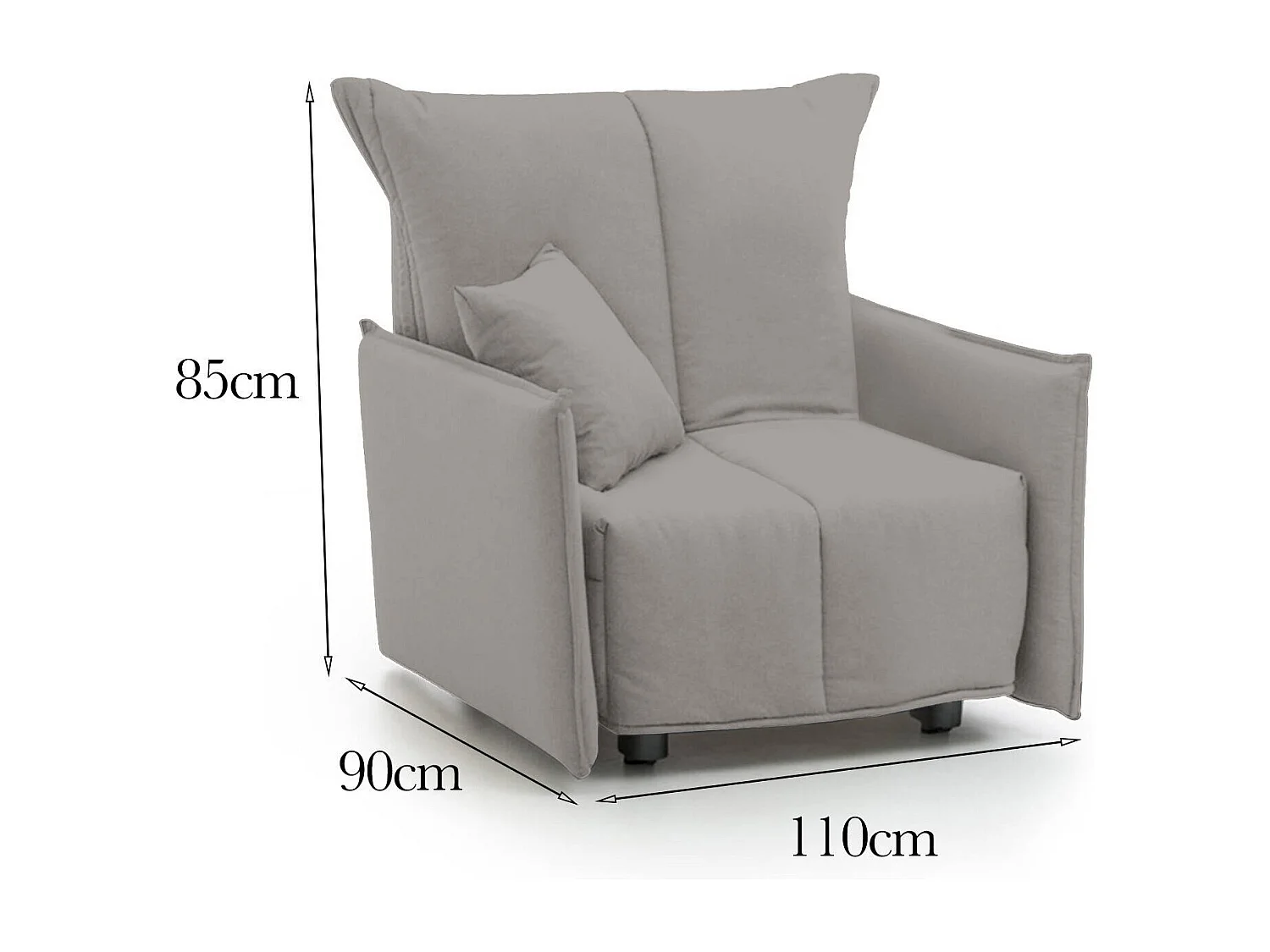 Talamo Italië Fauteuil Almerinda Grijs, Afneembare Bekleding, Armleuningen, Belastbaar tot 200 kg - Made in Italy