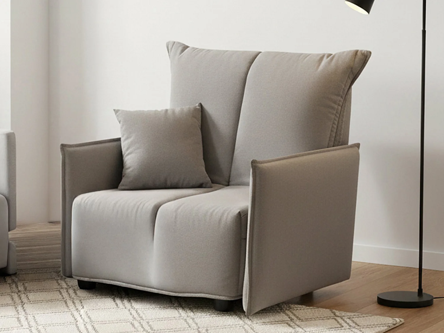 Canapé-lit Almerinda, Canapé simple, 100% Made in Italy, Fauteuil de salon avec ouverture trolley, en tissu rembourré, avec accoudoirs standards, 110x90h85 cm, Gris