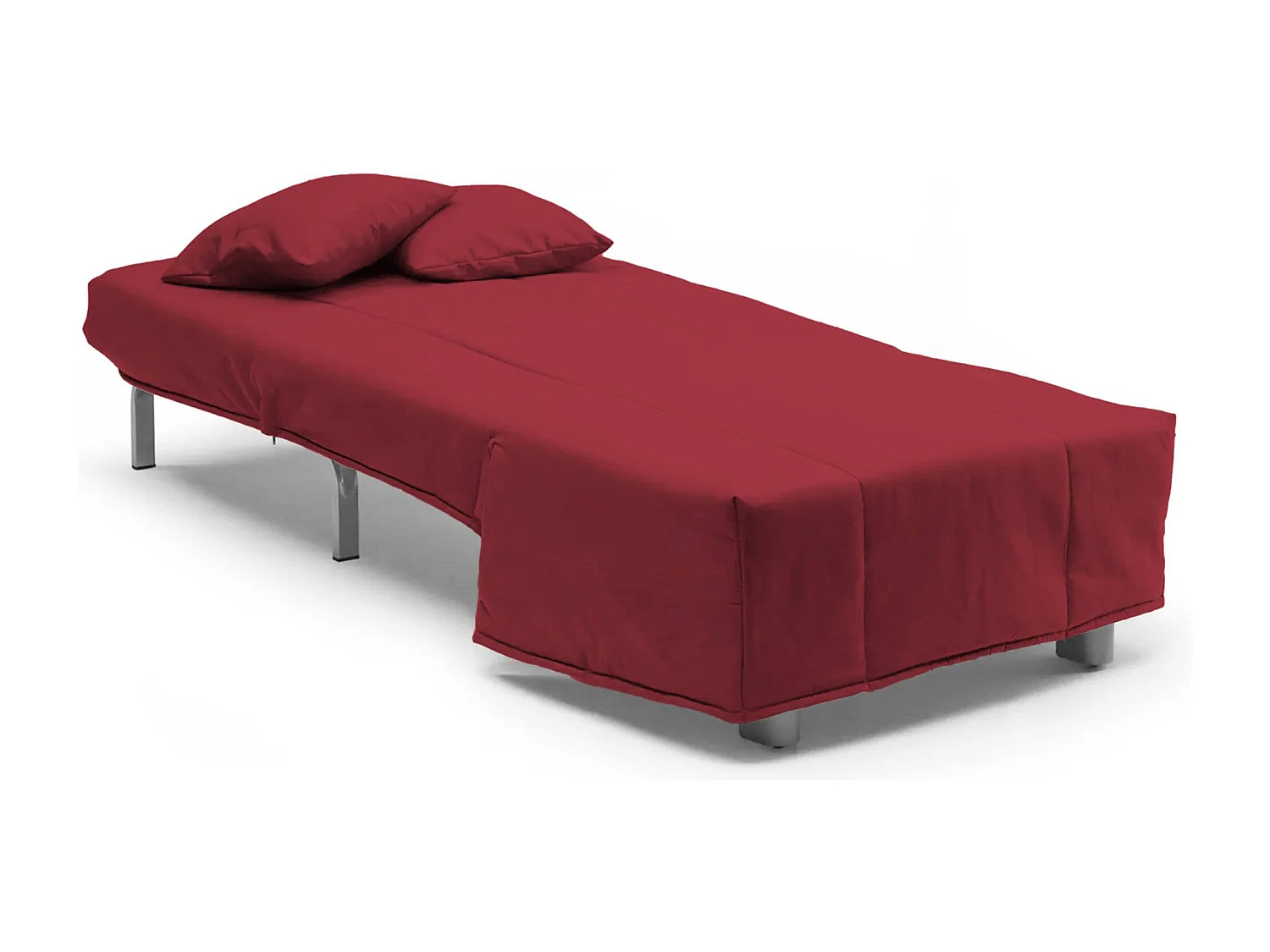 Canapé-lit Alma, Canapé simple, 100% Made in Italy, Fauteuil de salon avec ouverture trolley, en tissu rembourré, avec coussins inclus, 85x90h85 cm, Rouge