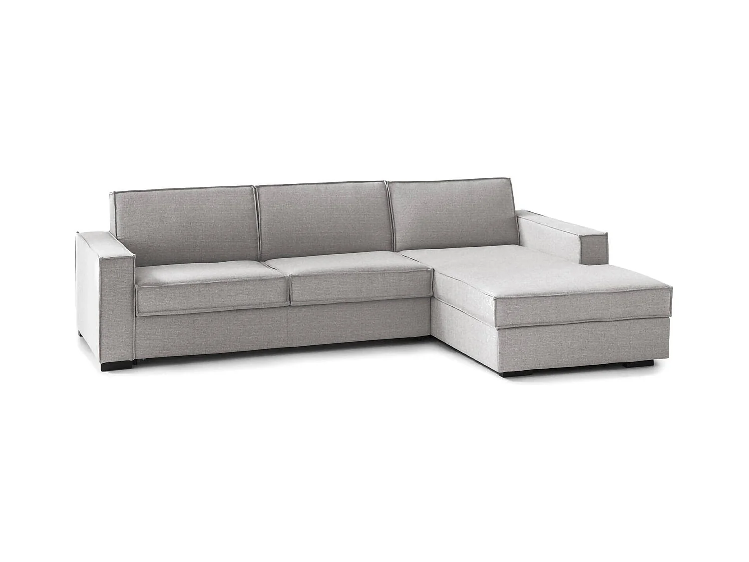 Canapé fixe Maia, Canapé d'angle, 100% Made in Italy, Canapé de salon avec péninsule conteneur droite, avec accoudoirs fins, 260x95h90 cm, Gris