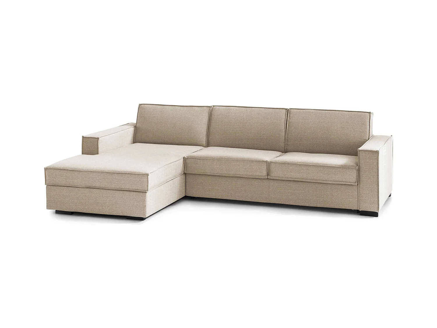 Adima Canapé-lit, Canapé d'angle, 100% Made in Italy, Canapé avec ouverture pivotante, Péninsule de rangement gauche, avec accoudoirs fins, 260x95h90 cm, Beige